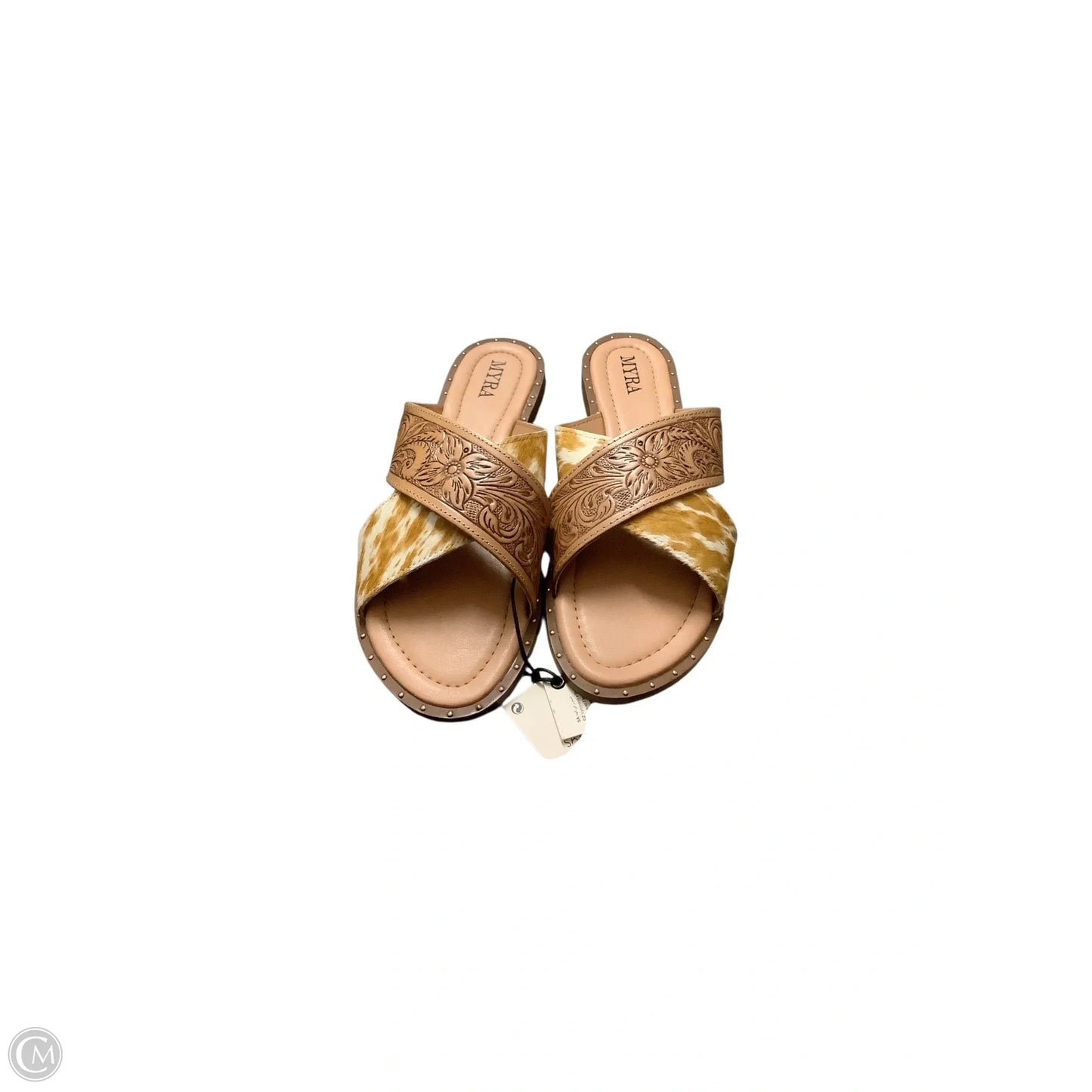 Sandals Flats By Myra In Tan & Yellow, Size: 9