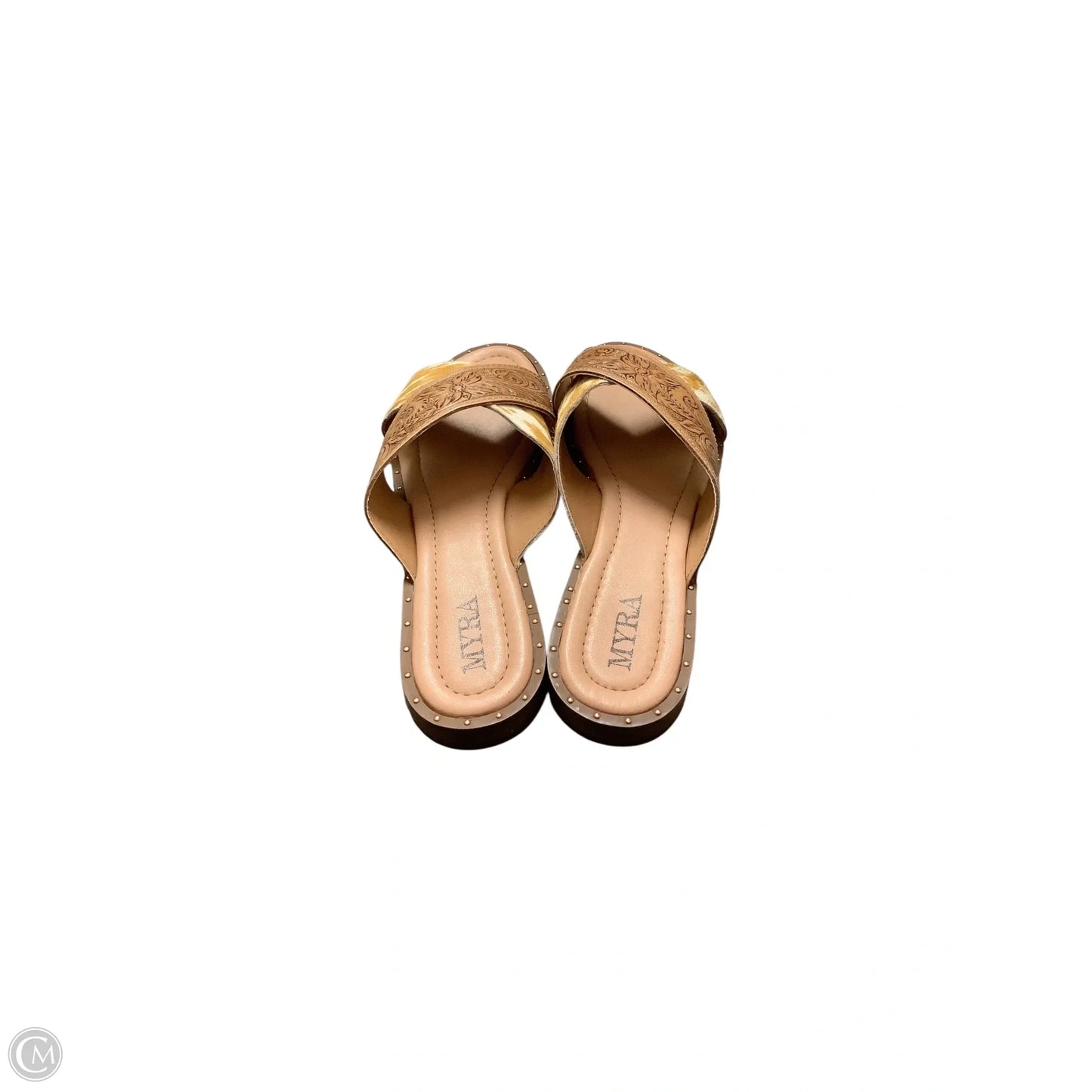 Sandals Flats By Myra In Tan & Yellow, Size: 9