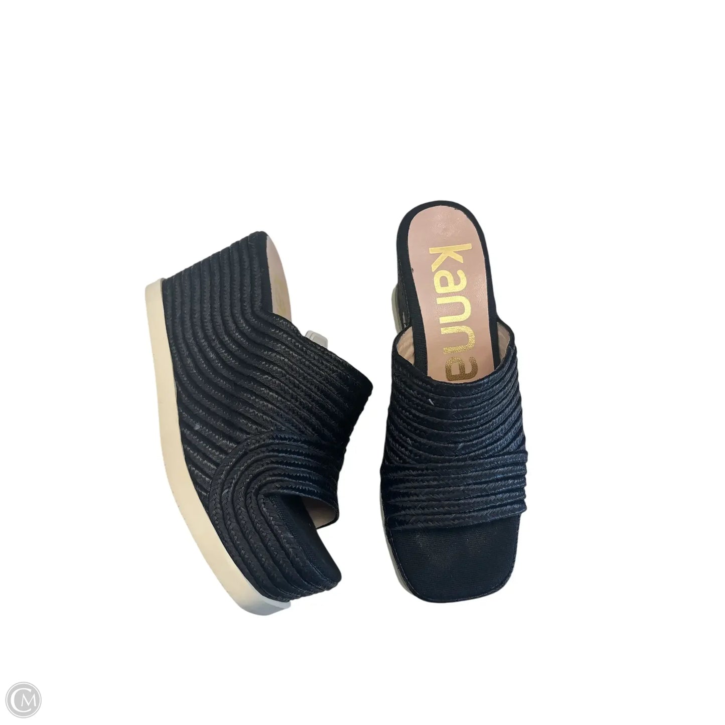 Sandals Heels Wedge By Clothes Mentor In Black