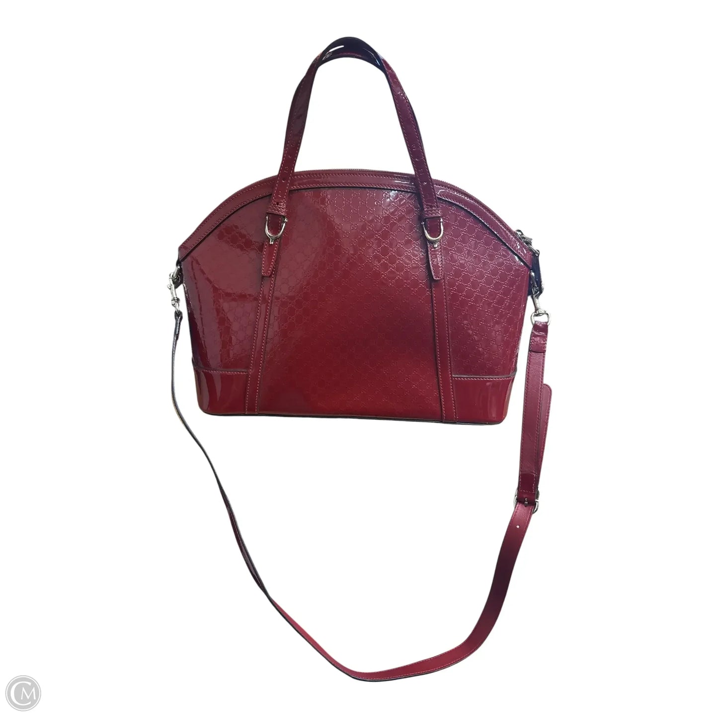 Handbag Luxury Designer By Gucci, Size: Large Patent Satchel