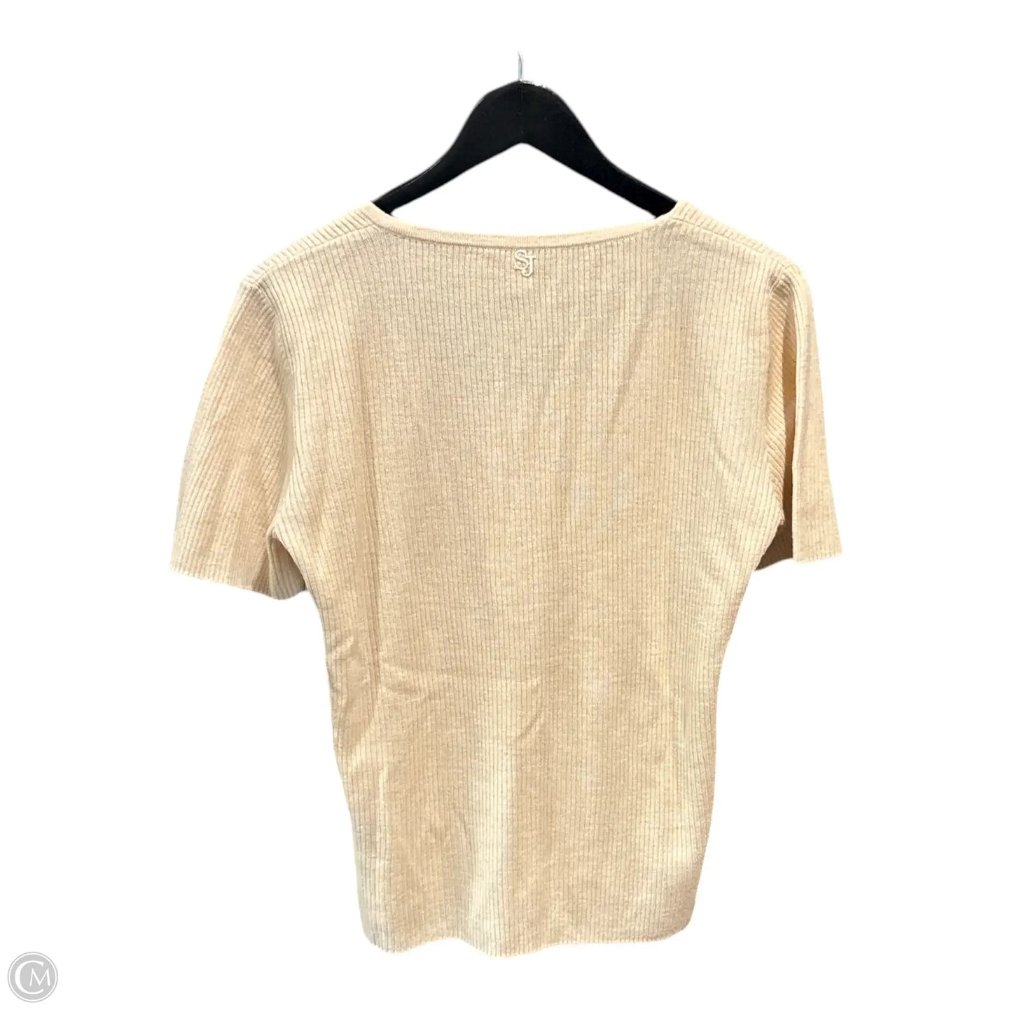 Top Short Sleeve Luxury Designer By St John Collection In Cream, Size: S