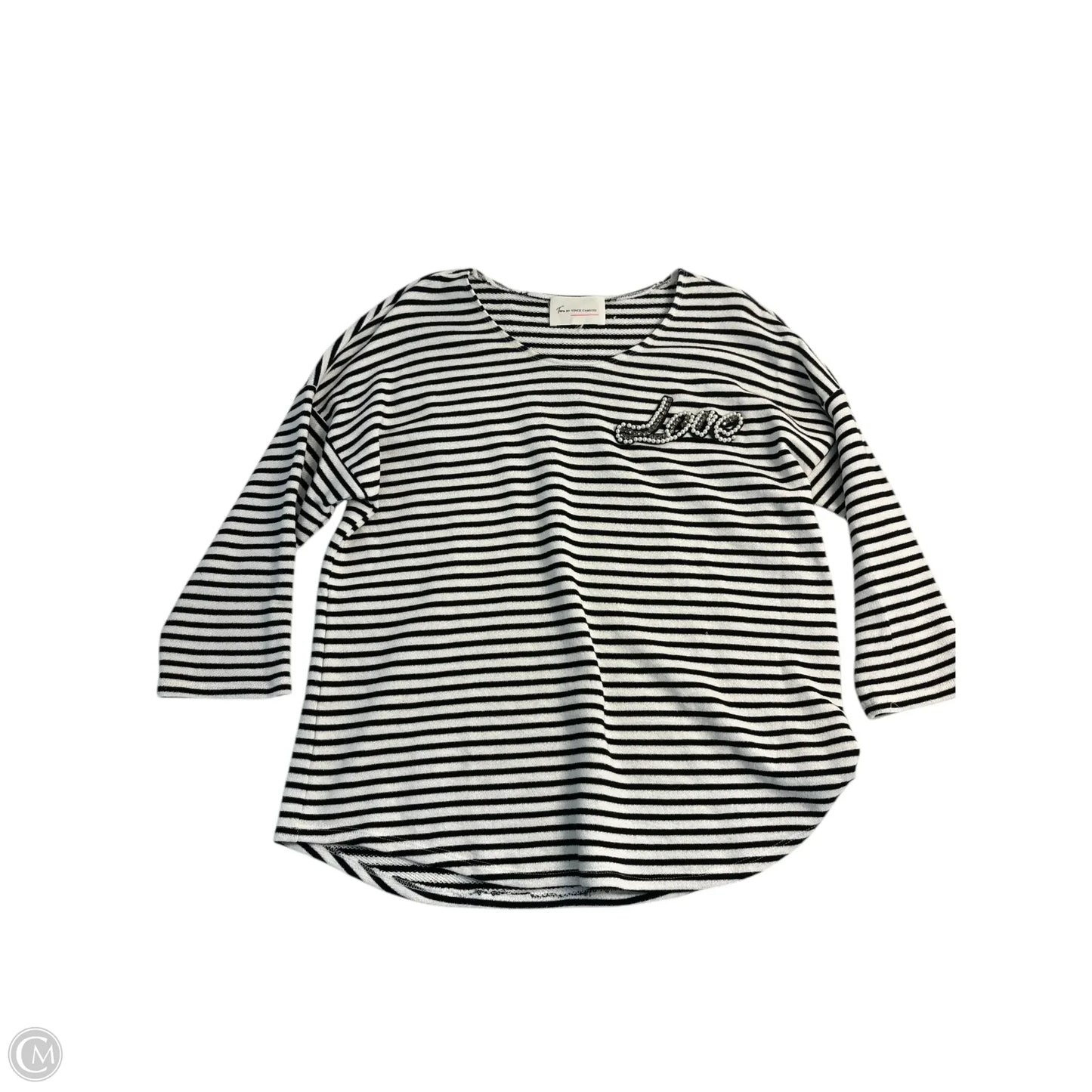 Top Long Sleeve Basic By Vince Camuto In Striped Pattern, Size: M