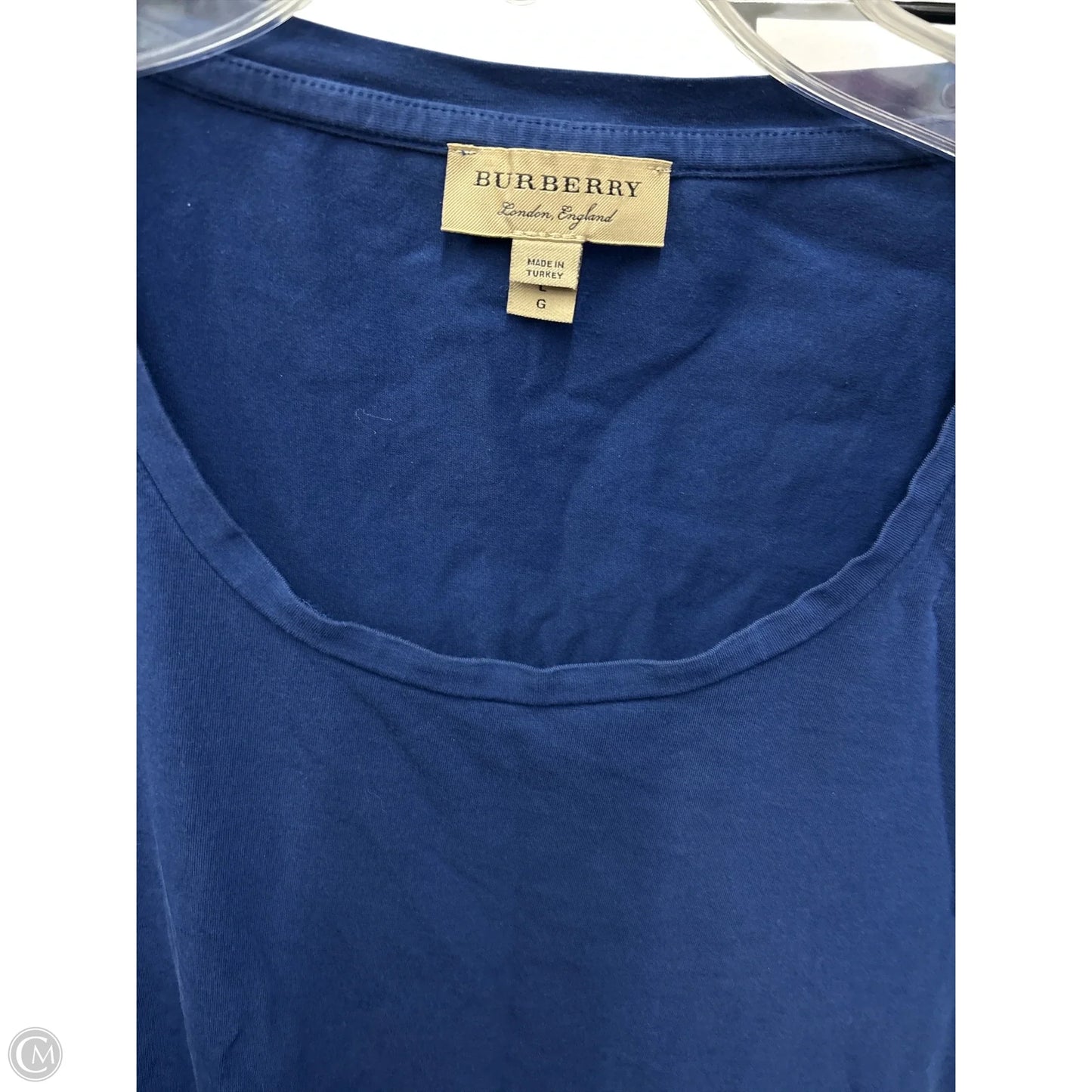 Top Long Sleeve Luxury Designer By Burberry In Blue, Size: L
