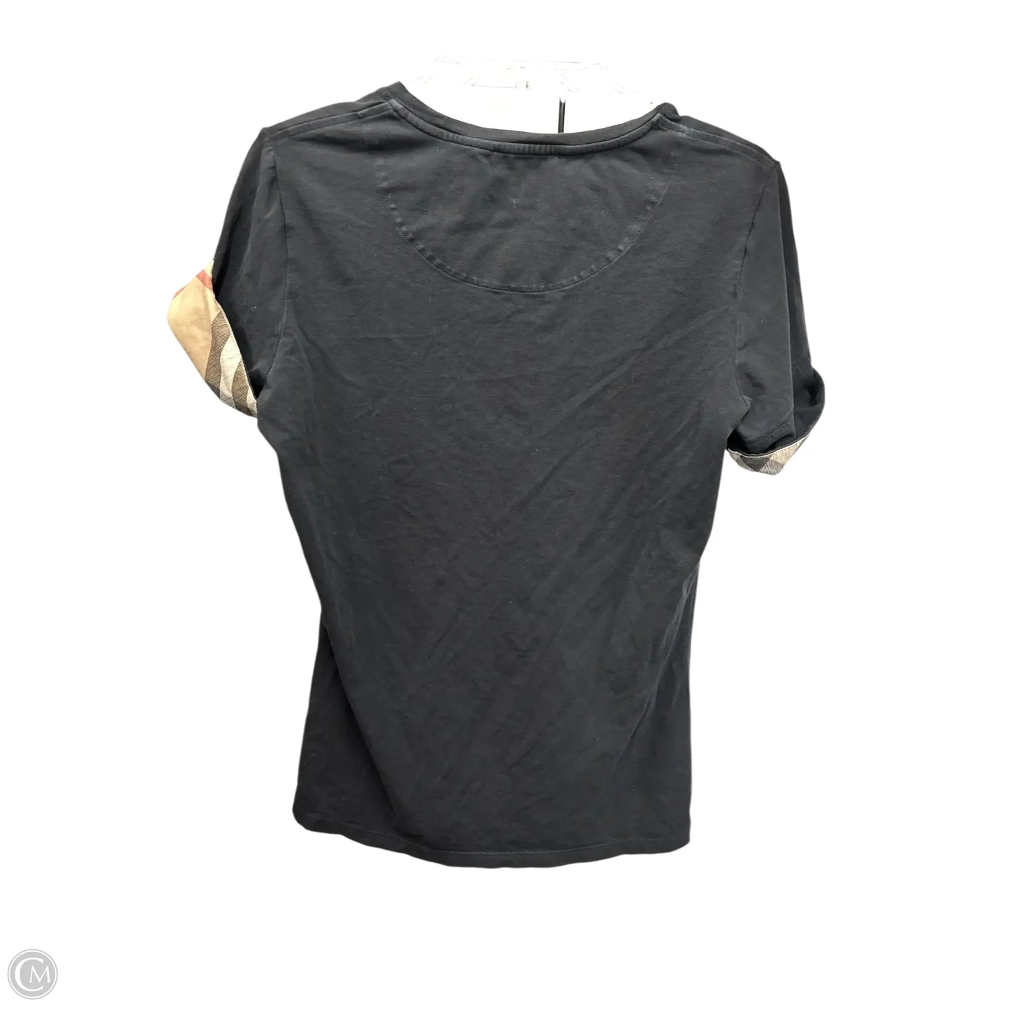 Top Short Sleeve Luxury Designer By Burberry In Black, Size: L