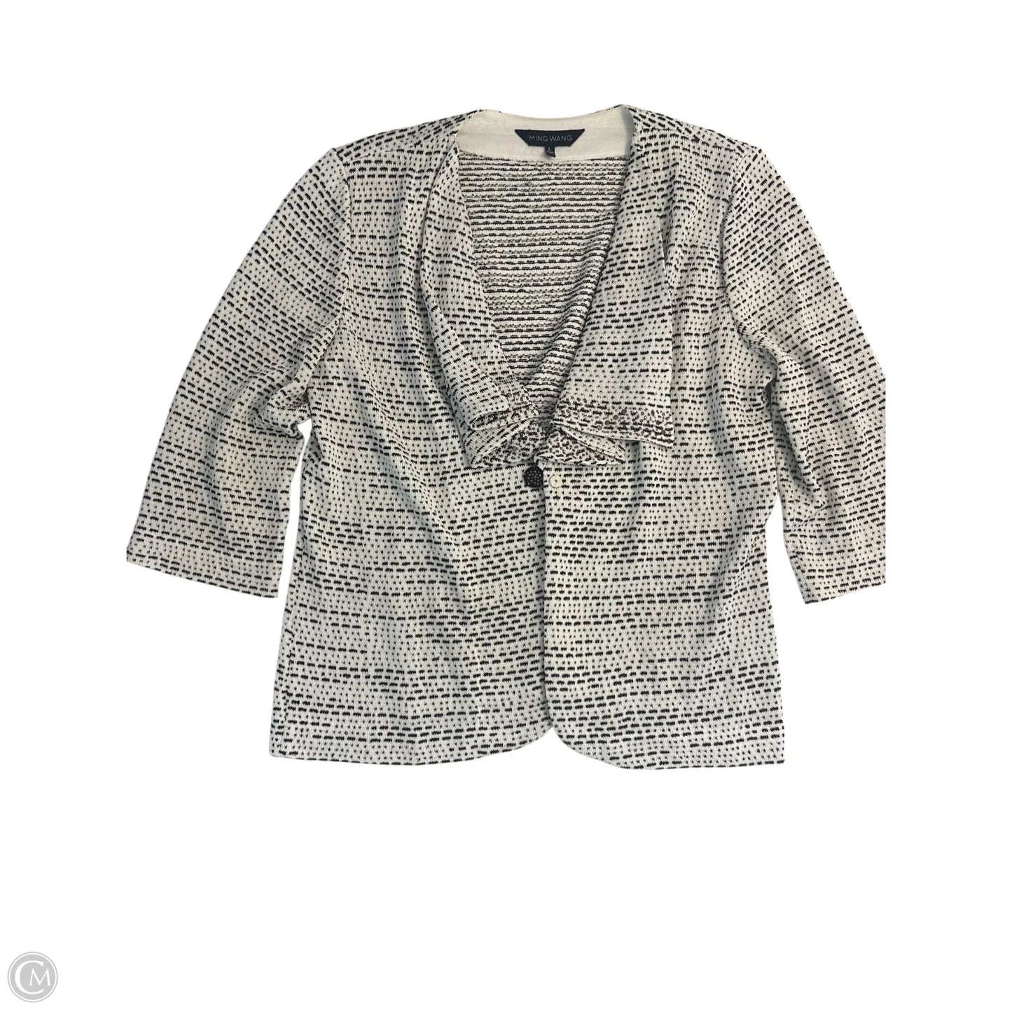 Cardigan By Ming Wang In Black & White, Size: L