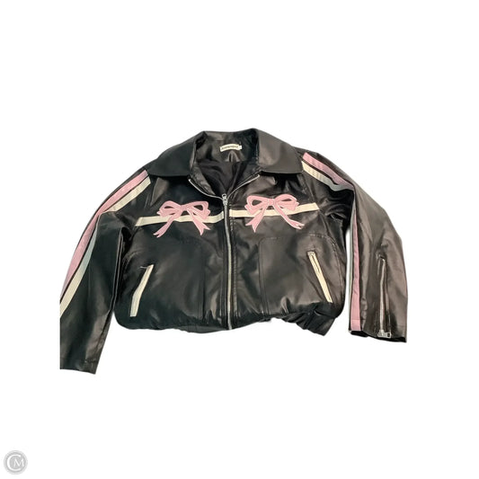 Jacket Moto By Clothes Mentor In Black, Size: S