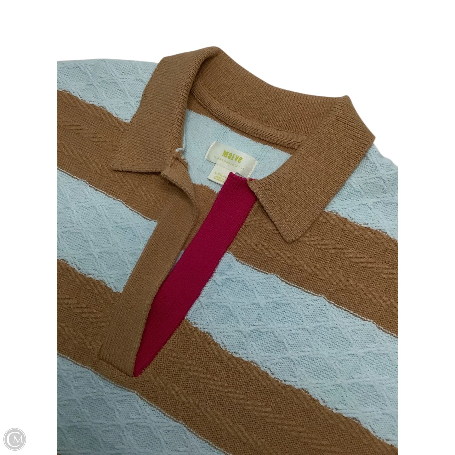 Sweater Short Sleeve By Maeve In Blue & Tan, Size: Xs