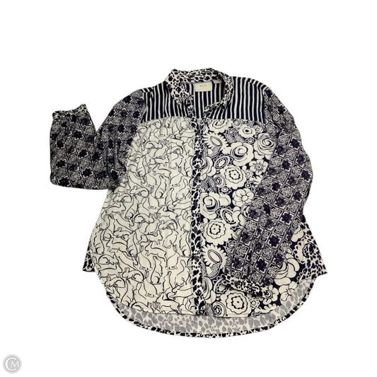 Top Long Sleeve Basic By Maeve In Blue & White, Size: S