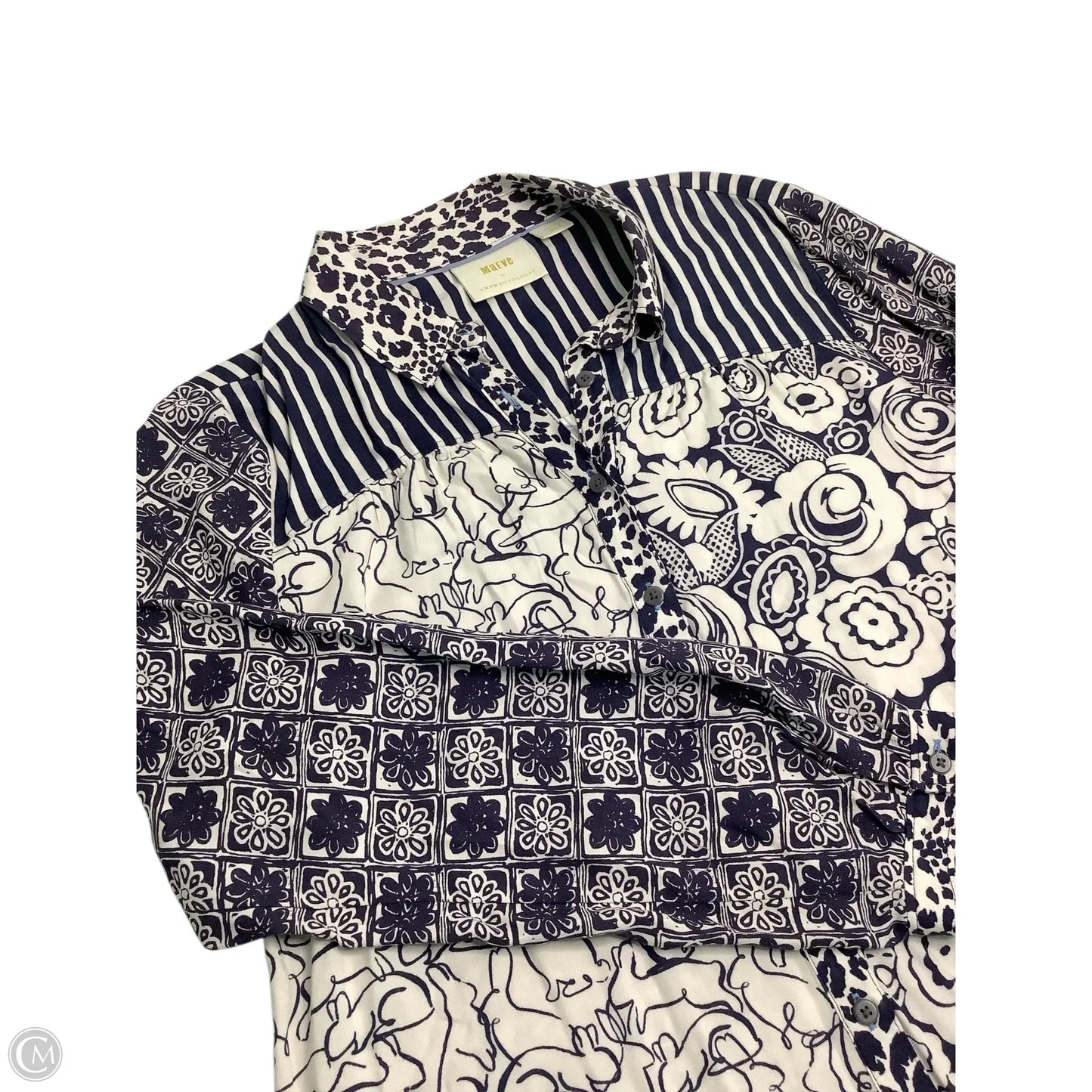 Top Long Sleeve Basic By Maeve In Blue & White, Size: S