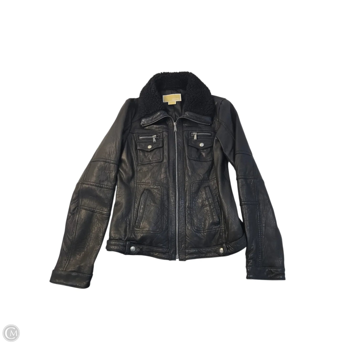 Jacket Leather By Michael By Michael Kors In Black, Size: M