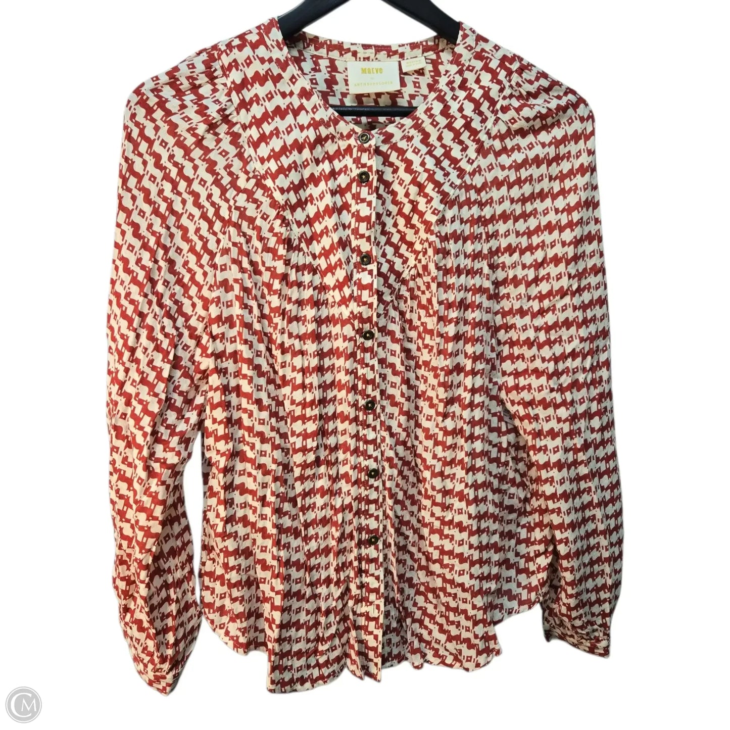 Top Long Sleeve Basic By Maeve In Red & Tan, Size: M