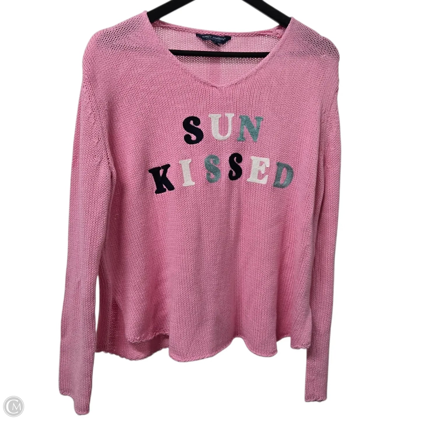 Sweater By Simply Southern In Pink, Size: L