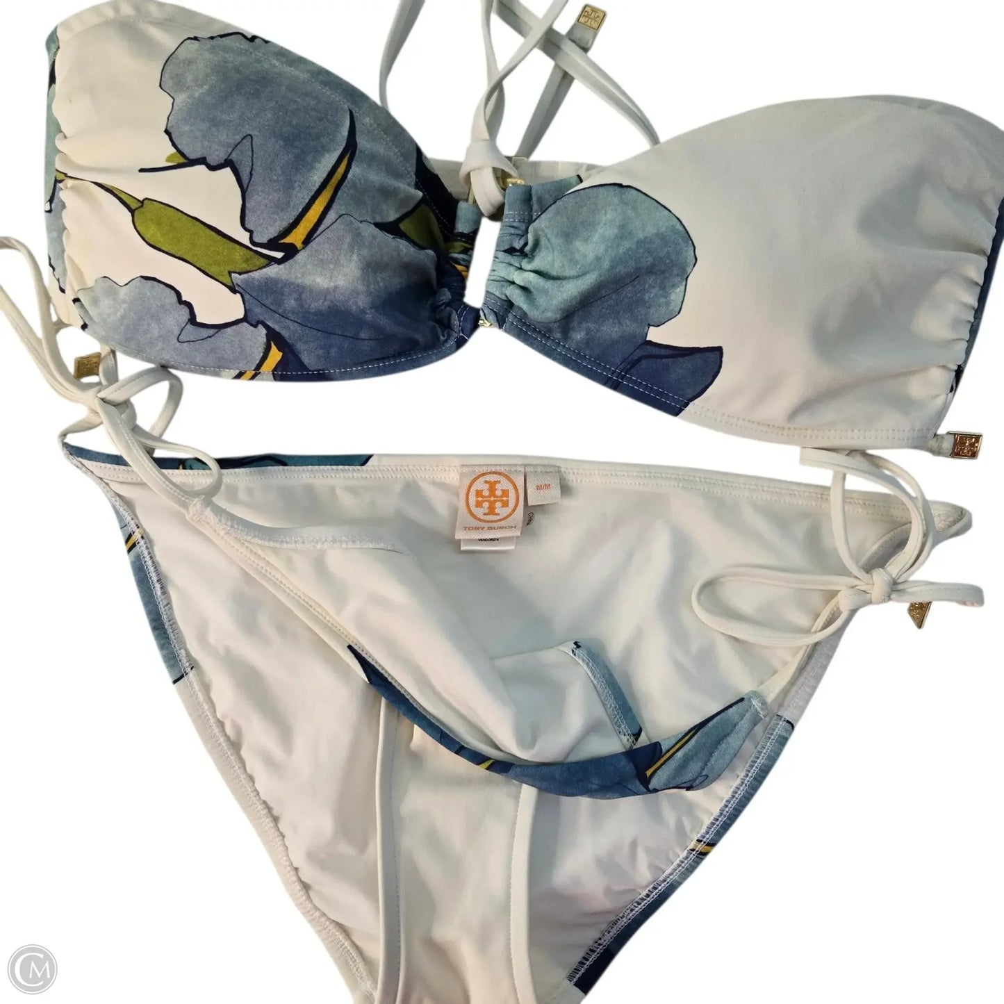 Swimsuit Designer By Tory Burch In Blue & Cream, Size: M