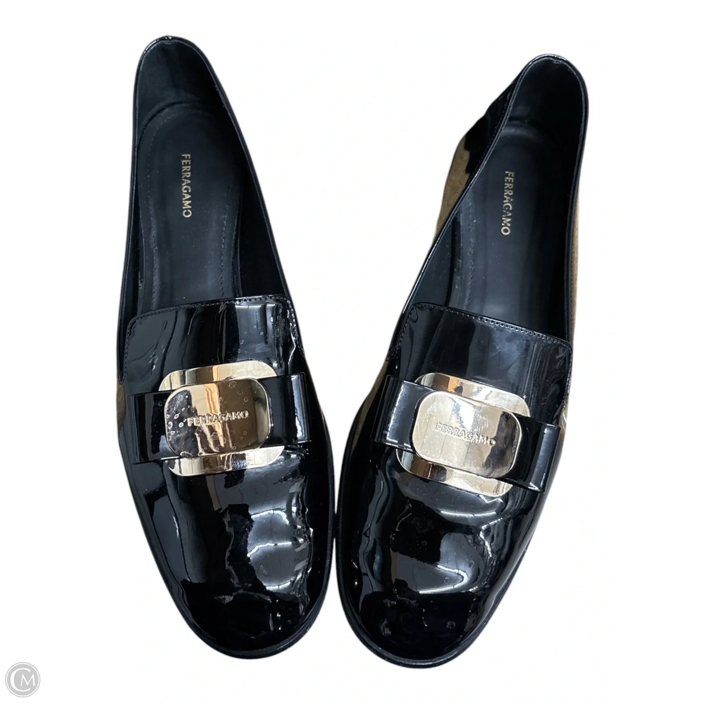 Shoes Luxury Designer By Ferragamo In Black, Size: 9