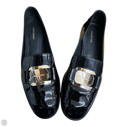 Shoes Luxury Designer By Ferragamo In Black, Size: 9