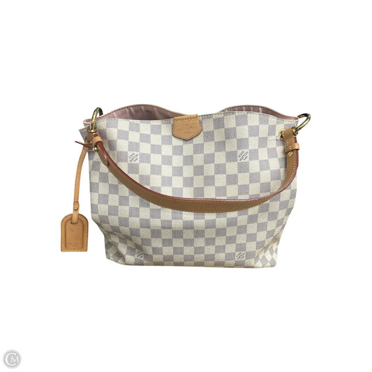 Handbag Luxury Designer By Louis Vuitton, Size: Medium Damier Azur Graceful PM Rose Ballerine