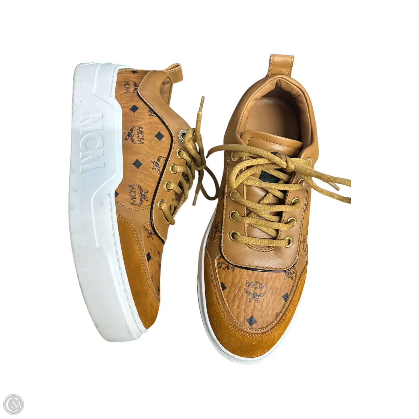 Shoes Luxury Designer By Mcm In Brown, Size: