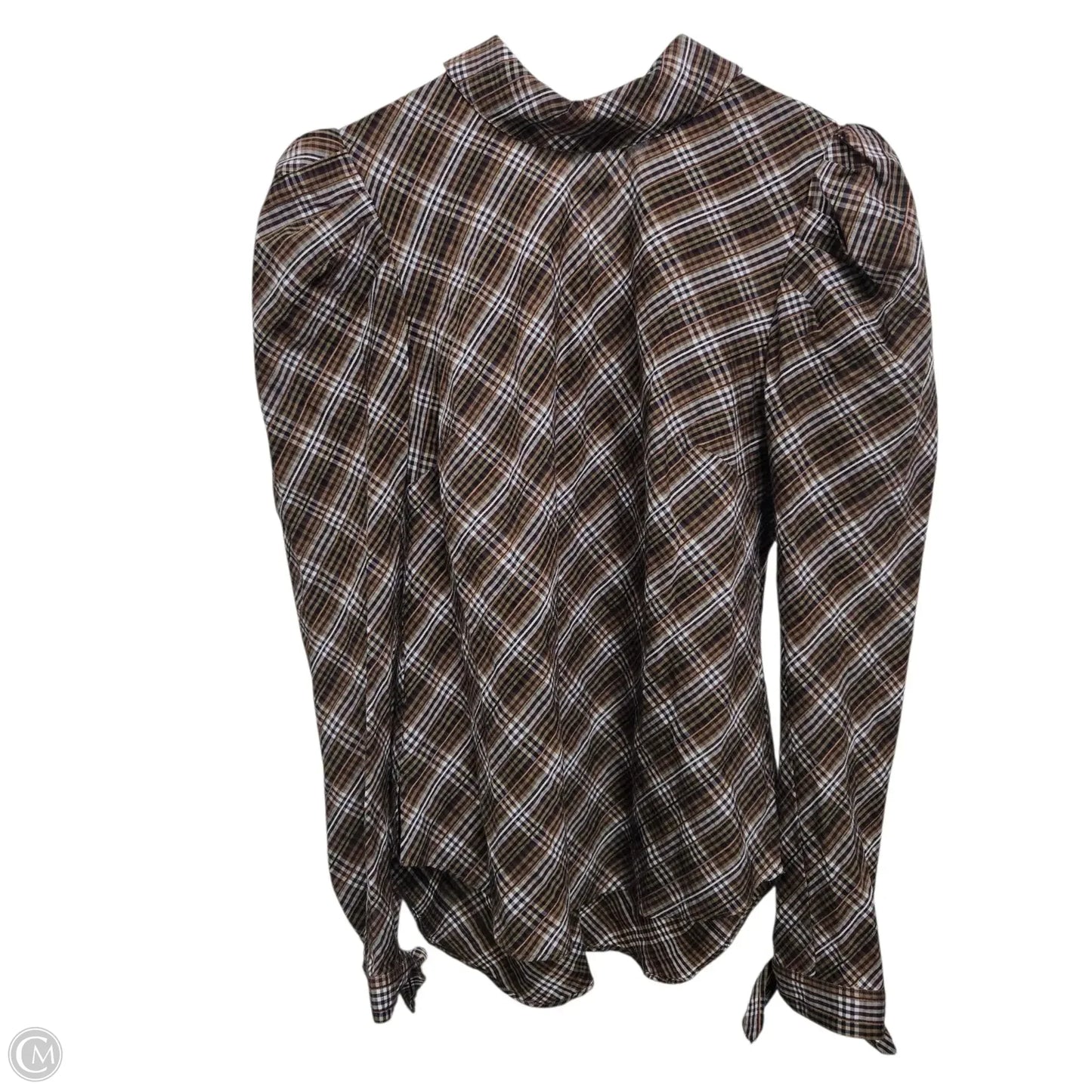 Top Long Sleeve Basic By Veronica Beard In Plaid Pattern, Size: S