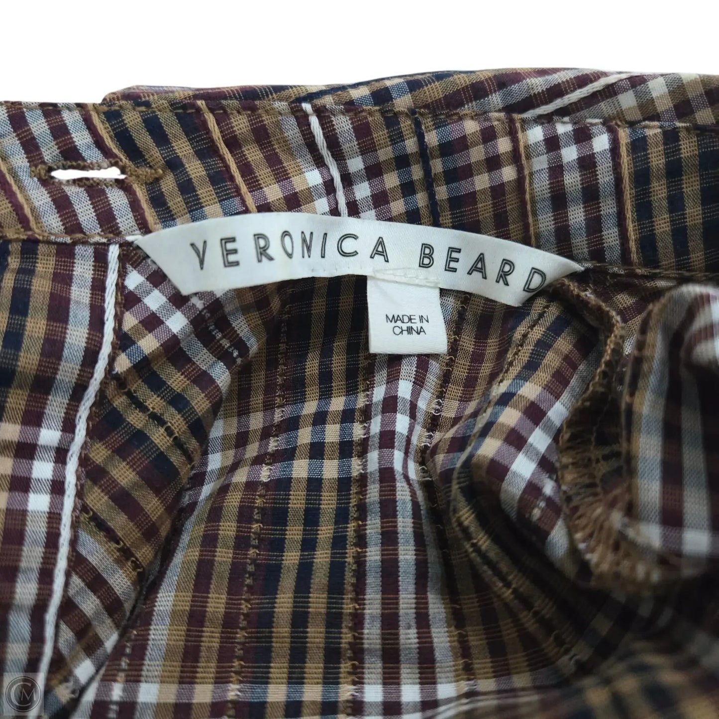 Top Long Sleeve Basic By Veronica Beard In Plaid Pattern, Size: S