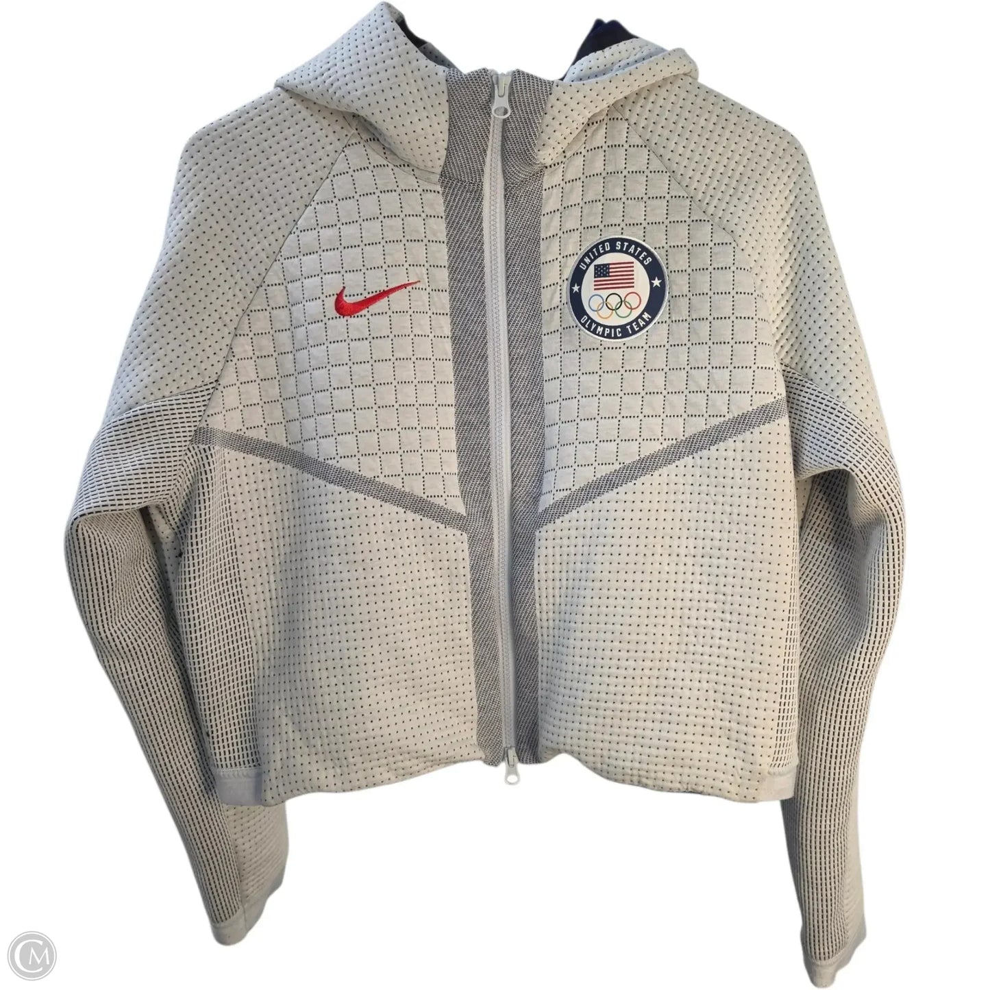 Athletic Jacket By Nike Apparel In Grey, Size: S