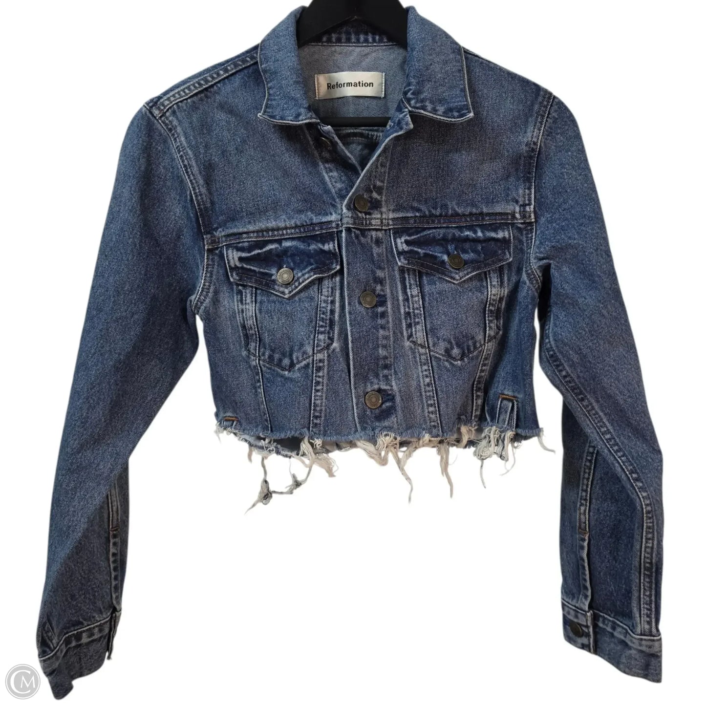 Jacket Denim By Reformation In Blue, Size: S