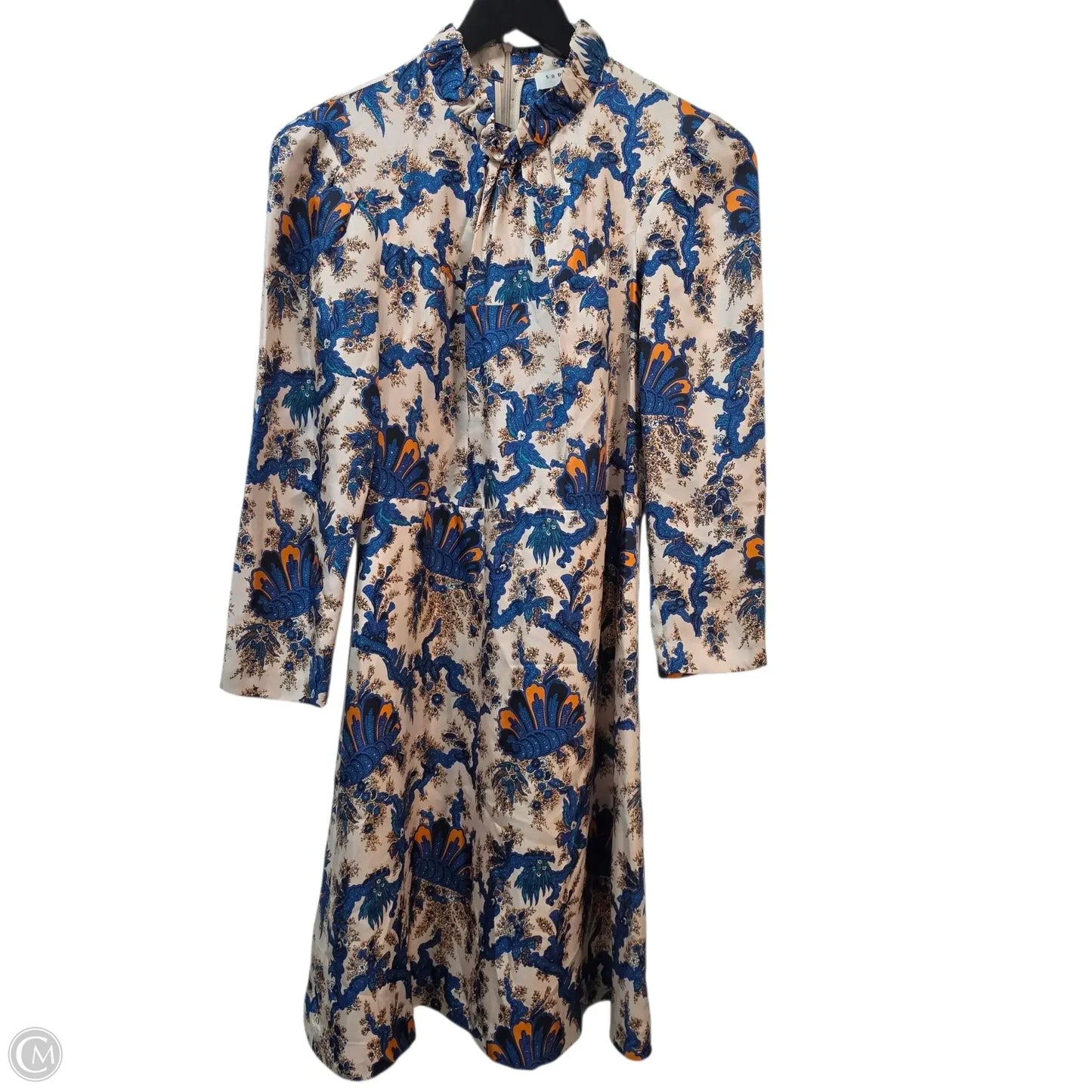 Dress Designer By Sandro In Blue & Tan, Size: S
