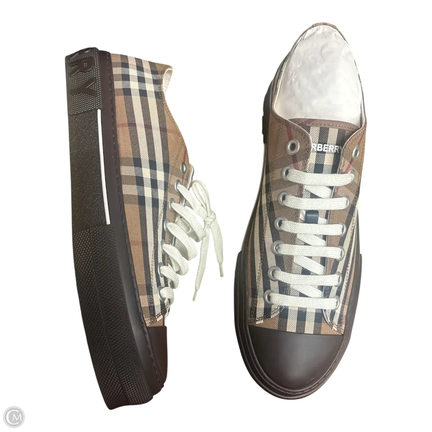 Shoes Luxury Designer By Burberry In Plaid Pattern, Size: 12.5 Mens 45.5