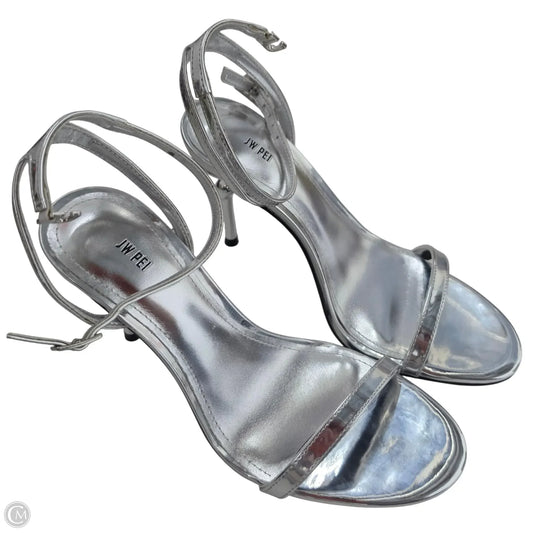 Sandals Heels Stiletto By Clothes Mentor In Silver, Size: 6