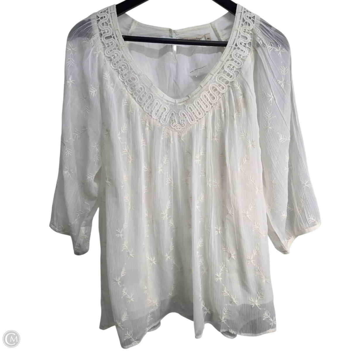 Top Long Sleeve Basic By Soft Surroundings In Cream, Size: Mp