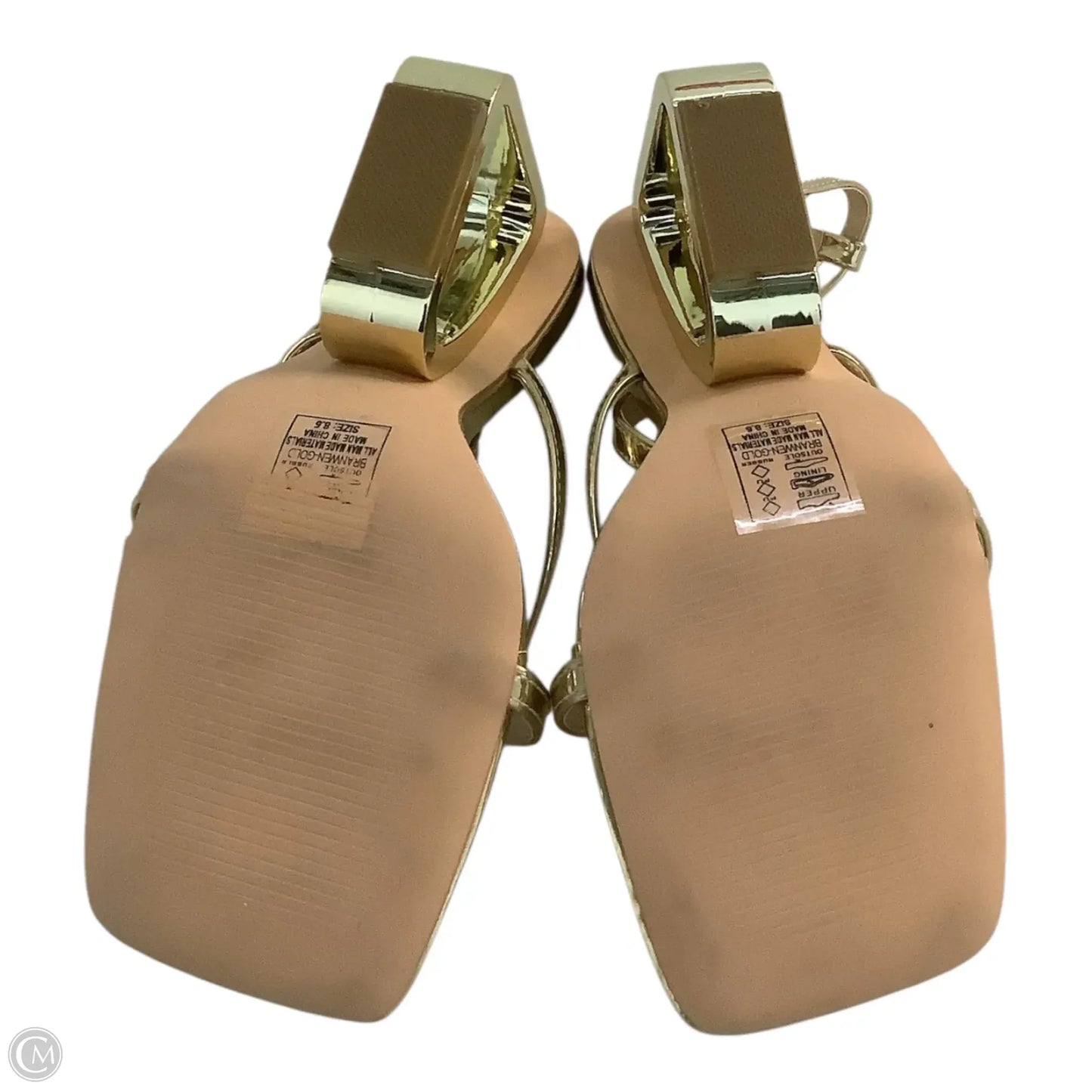 Shoes Heels Block By Azalea Wang In Gold, Size: 8.5