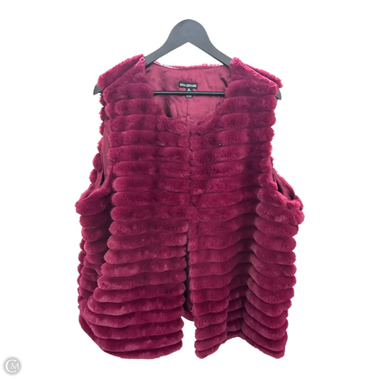 Vest Faux Fur & Sherpa By Nina Leonard In Red, Size: 3x