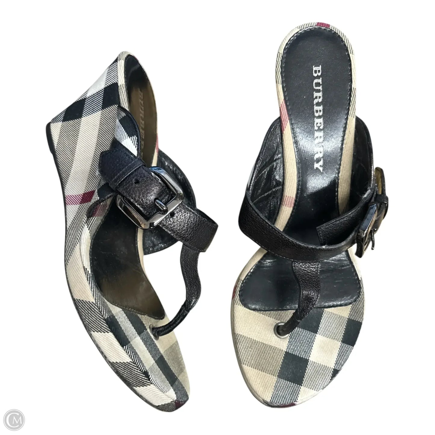 Sandals Luxury Designer By Burberry In Plaid Pattern