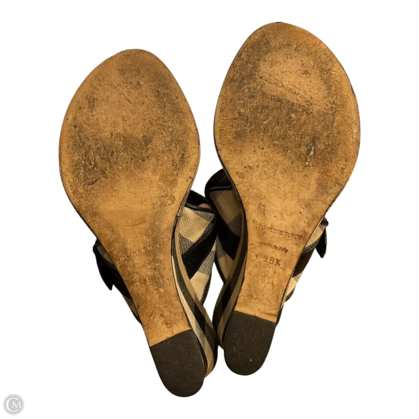 Sandals Luxury Designer By Burberry In Plaid Pattern