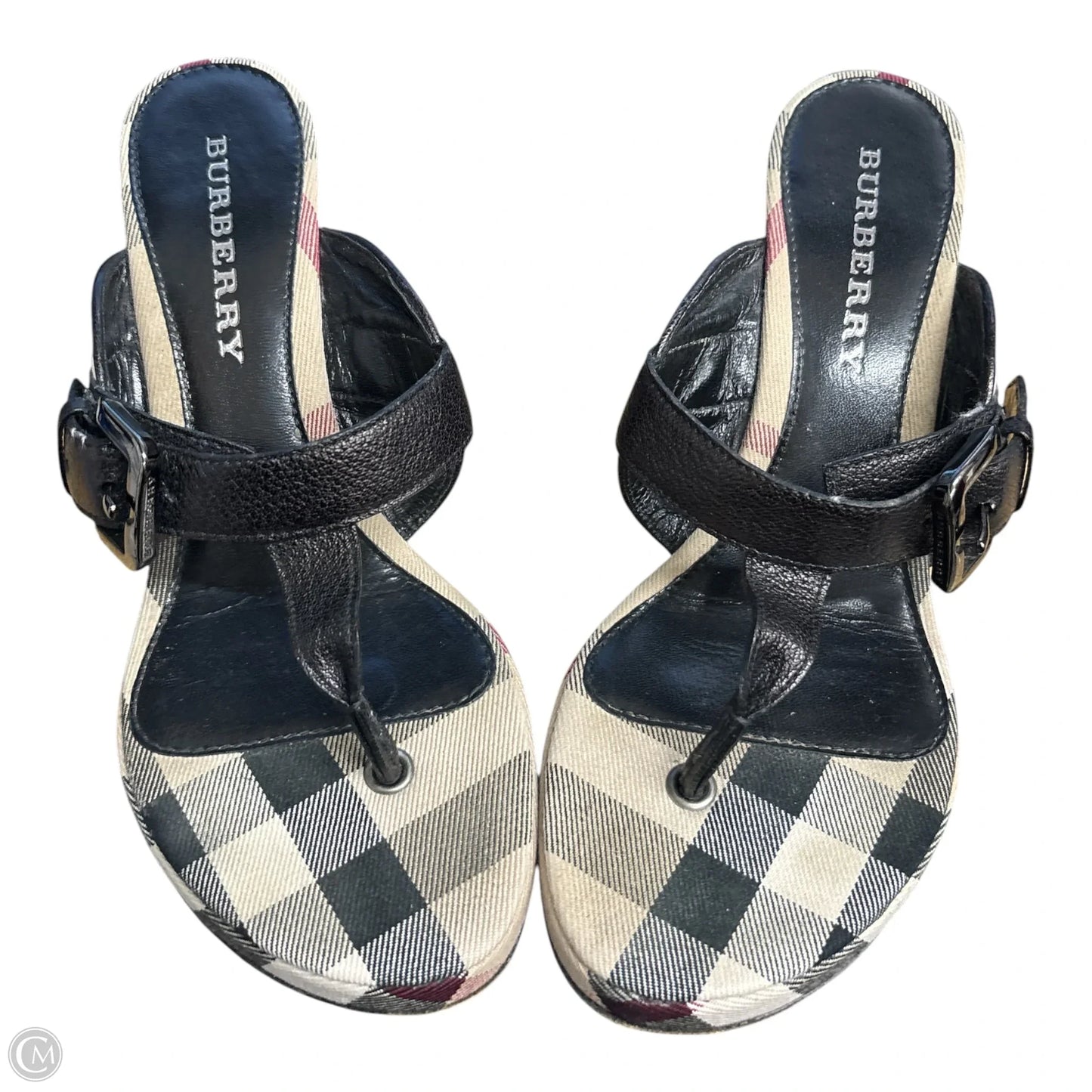 Sandals Luxury Designer By Burberry In Plaid Pattern