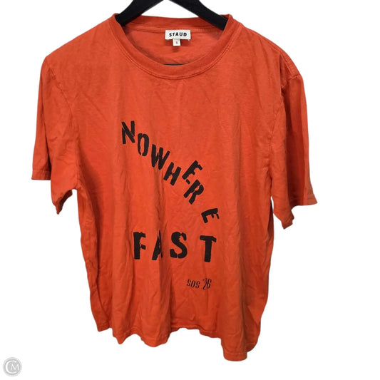 Top Short Sleeve Designer By Staud In Orange, Size: S
