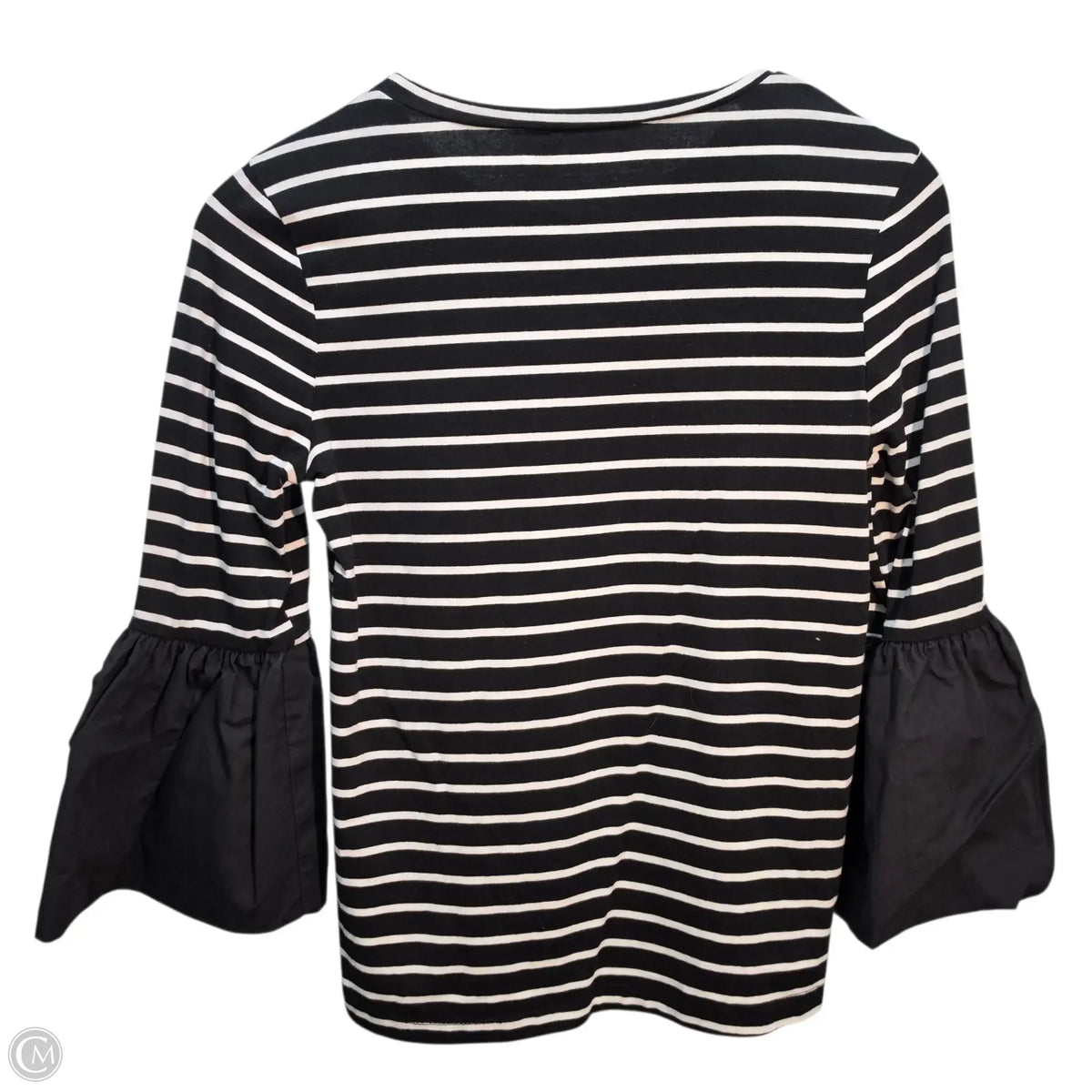 By Anthropologie Bell Sleeve Top In Black & White Stripes, Size: Xs