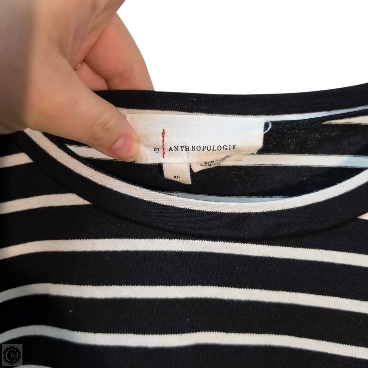 By Anthropologie Bell Sleeve Top In Black & White Stripes, Size: Xs