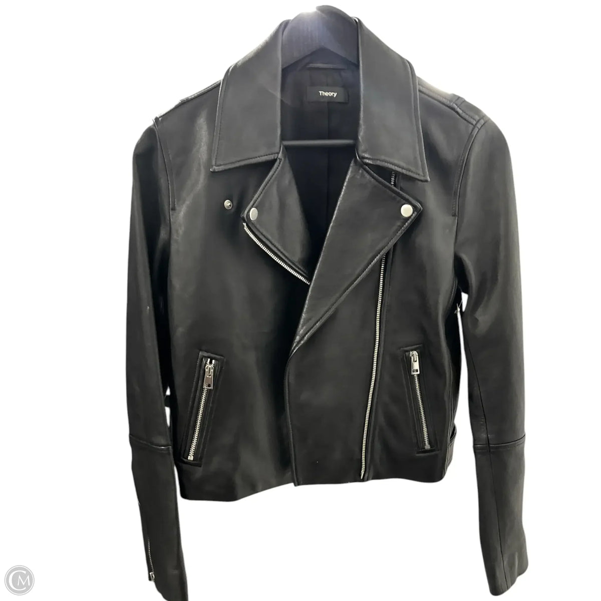 Jacket Leather By Theory In Black, Size: M