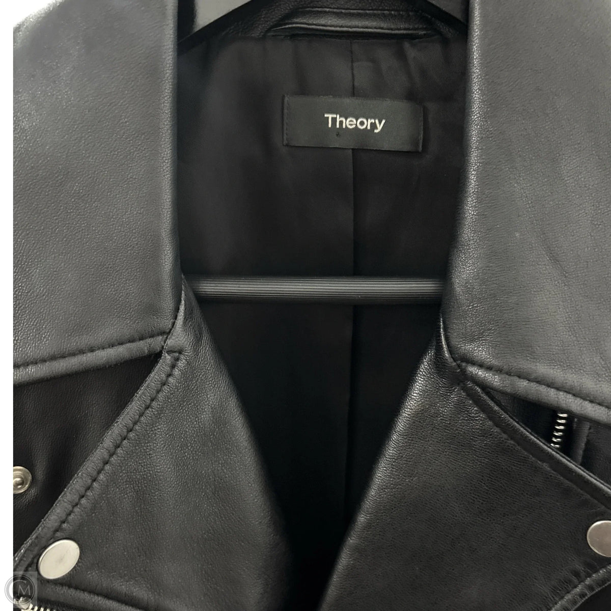 Jacket Leather By Theory In Black, Size: M