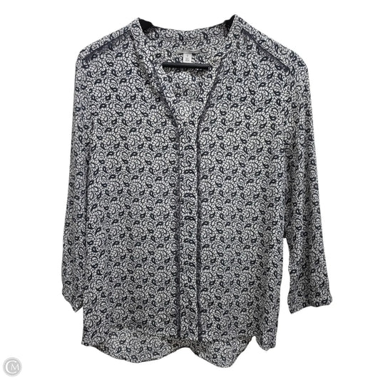 Halogen Long Sleeve Top In Black & White, Size: Mp