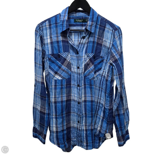 Top Long Sleeve Basic By Lauren By Ralph Lauren In Blue, Size: M