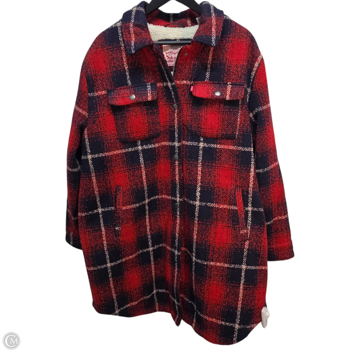 Levis Sherpa Lined Coat In Blue & Red, Size: XL