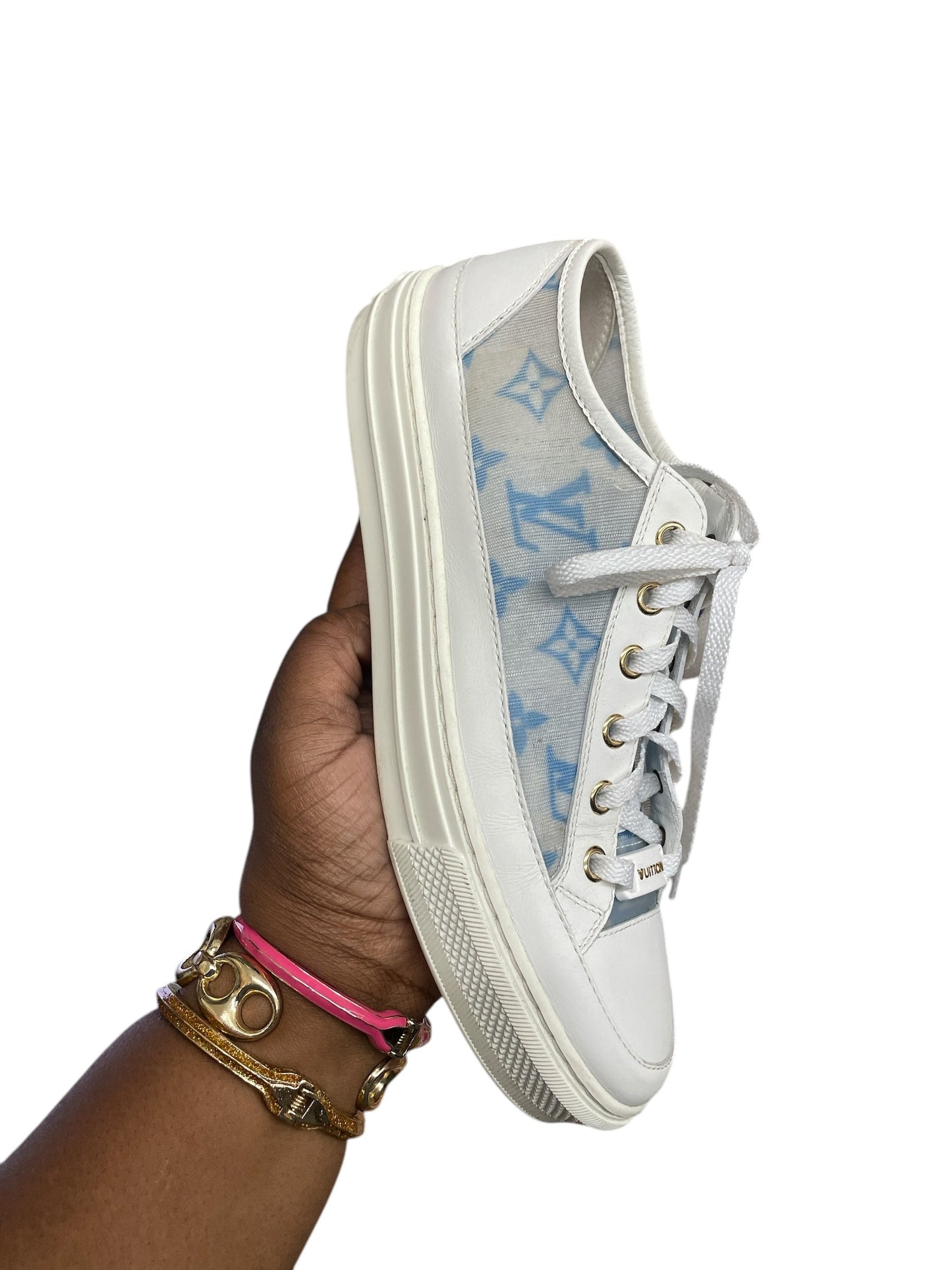 Shoes Luxury Designer By Louis Vuitton In Blue & White