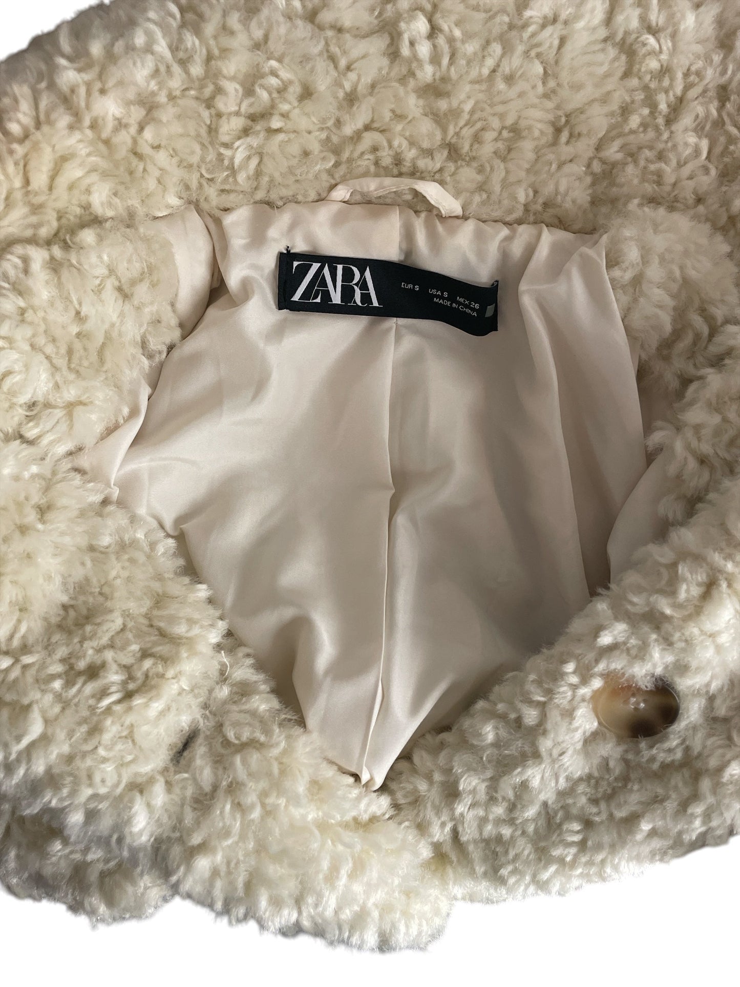 Jacket Faux Fur & Sherpa By Zara In Cream, Size: S