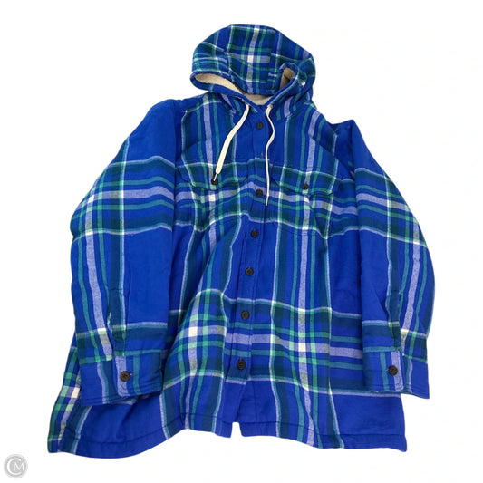 Jacket Shirt By Lands End In Blue, Size: 1x