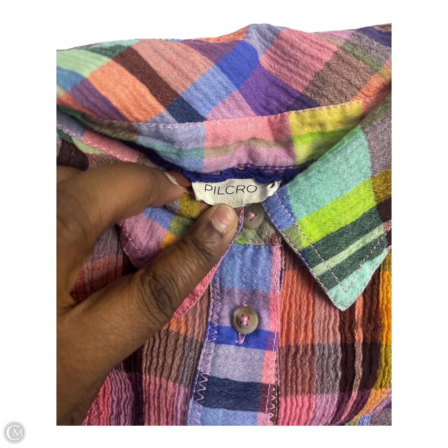 Top Long Sleeve Basic By Pilcro In Plaid Pattern, Size: M