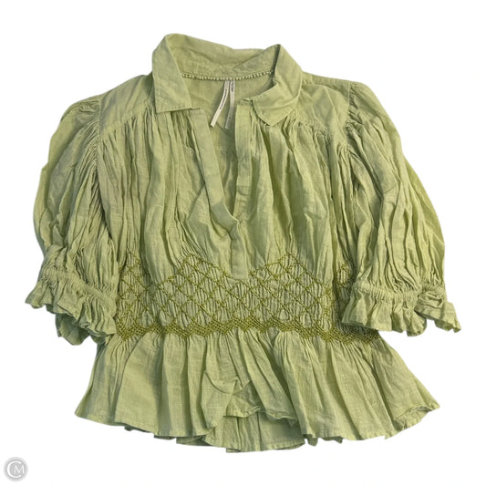 Top Short Sleeve By Anthropologie In Green, Size: S