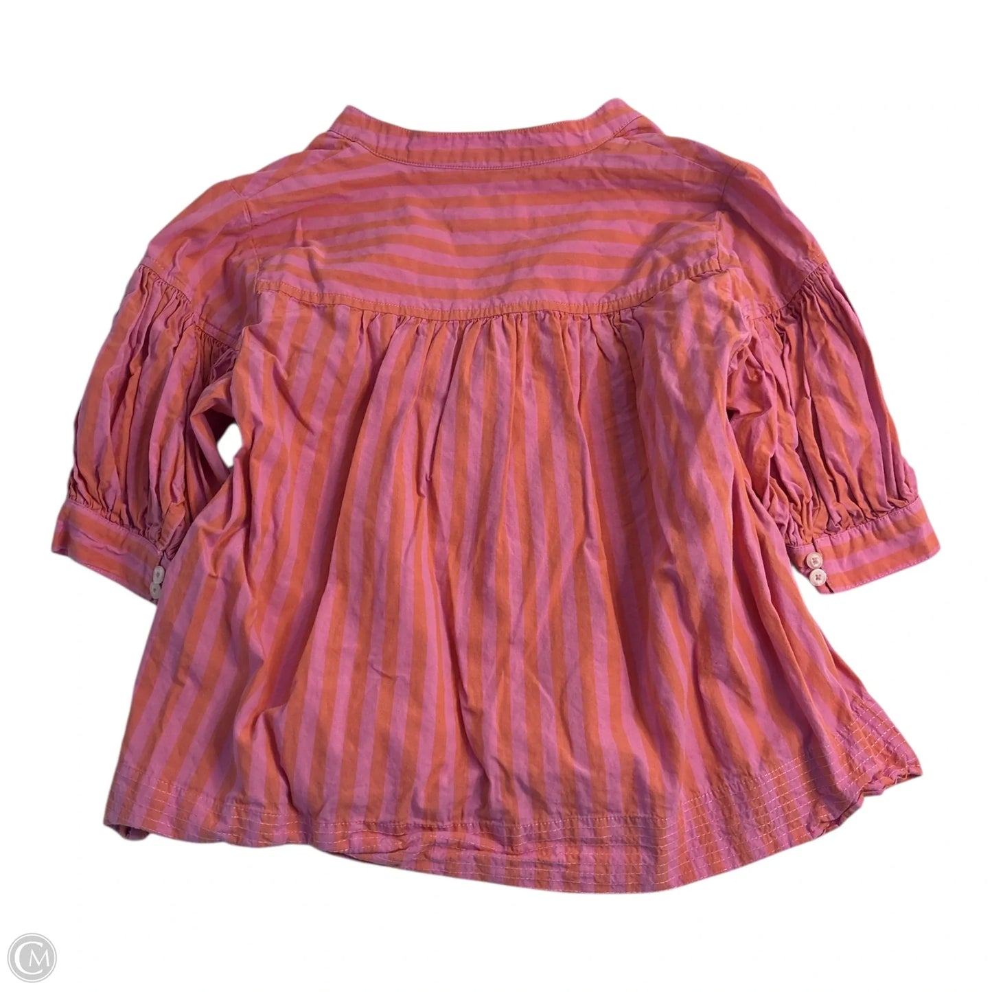 Top Short Sleeve By Anthropologie In Orange & Pink, Size: S