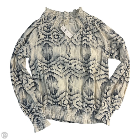 Top Long Sleeve By Porridge In Blue & Cream, Size: S