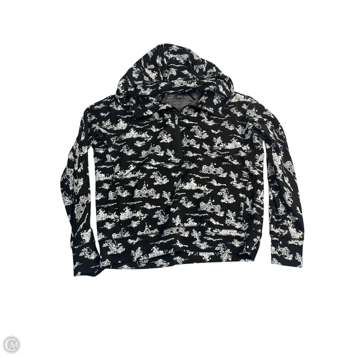 Sweatshirt Hoodie By Clothes Mentor In Black & White, Size: S